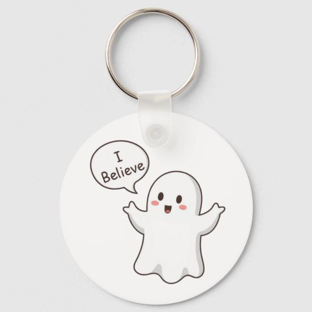 Chaveiro Fantasma Fofo Eu Acredito Cartoon (Frente)