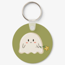 Fantasma Fofo Segurando uma Flor Amarela