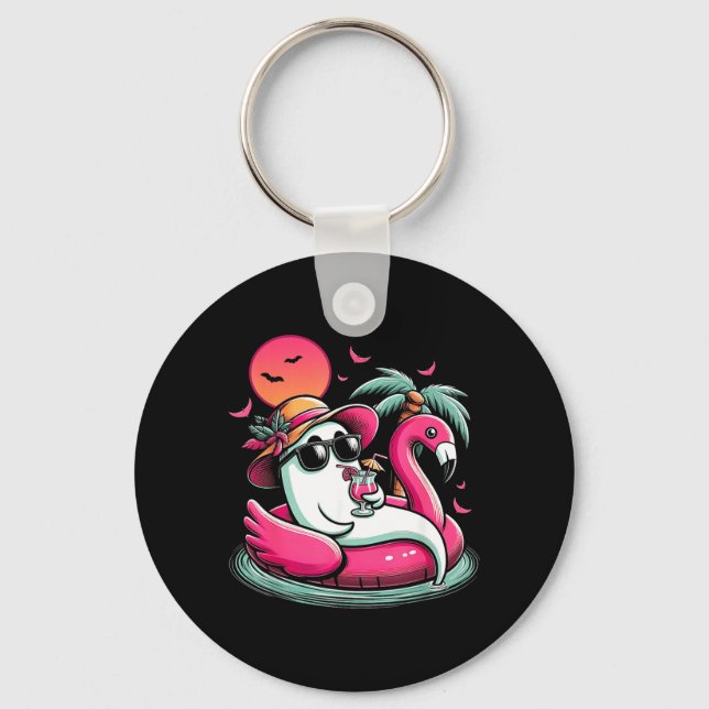 Chaveiro Fantasma no Flamingo do Colete Salvavidas em um Fl (Frente)
