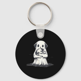 Chaveiro Fantasma segurando cachorrinho Roupa engraçada de 