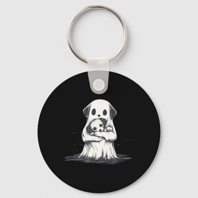 Chaveiro Fantasma segurando cachorrinho Roupa engraçada de  (Frente)