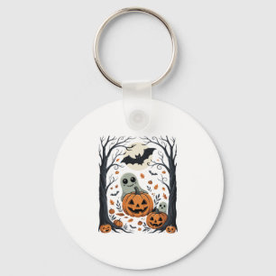 Chaveiro Fantasmas de Halloween Fofos e Floresta de Abóbora