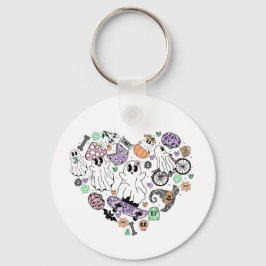 Chaveiro Fantasmas do Halloween e forma do Coração da Abóbo