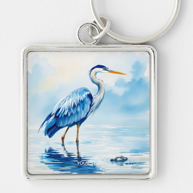 Chaveiro Fantasy Bird Blue Watercolor (Frente)