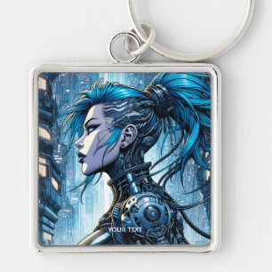 Chaveiro Fantasy Cuja Menina Azul Cyborg