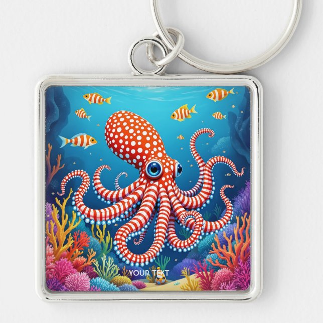 Chaveiro Fantasy Cute Checked Octopus Sea (Frente)