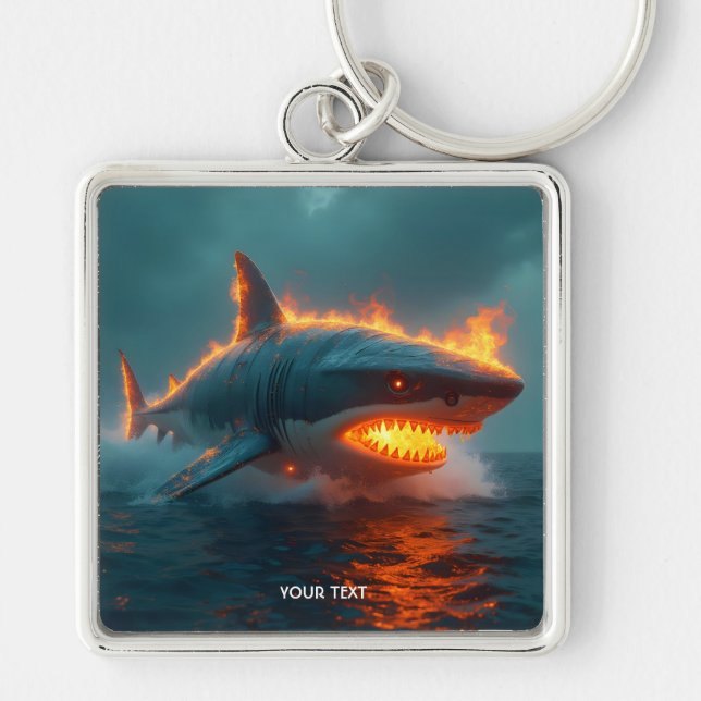 Chaveiro Fantasy Cute Fire Shark Sea (Frente)
