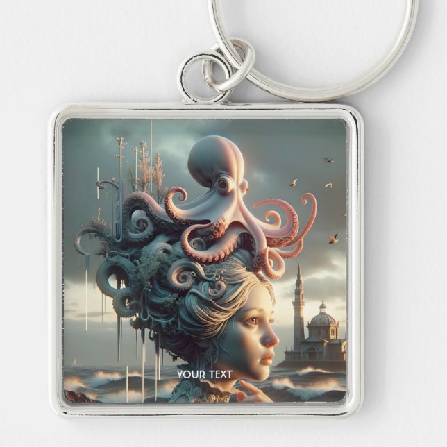 Chaveiro Fantasy Cute Girl Octopus Sea (Frente)