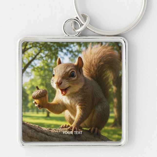 Chaveiro Fantasy Cute Happy Squirrel Forest (Frente)