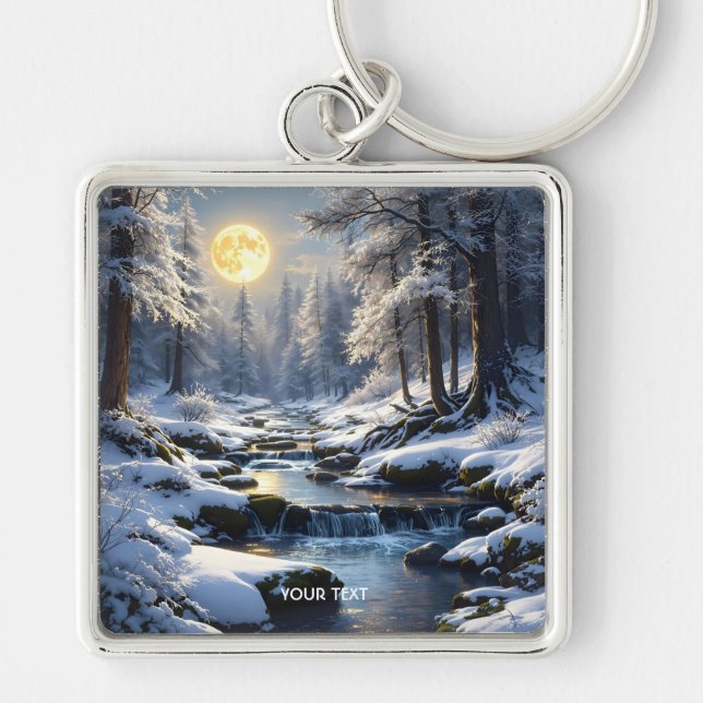 Chaveiro Fantasy Cute Moon Winter Forest (Frente)