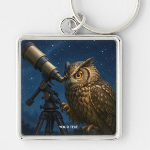 Chaveiro Fantasy Cute Owl Telescope Night