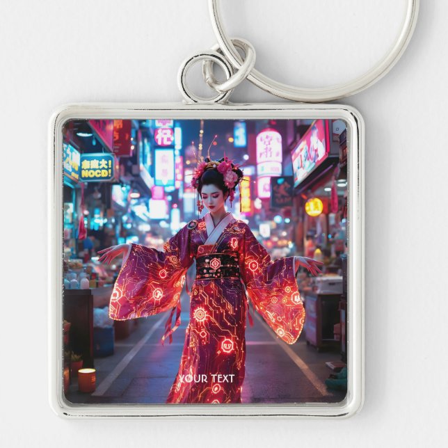 Chaveiro Fantasy Cute Red Cyber Kimono (Frente)