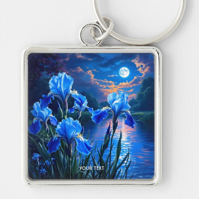 Chaveiro Fantasy Cute River Blue Irises (Frente)