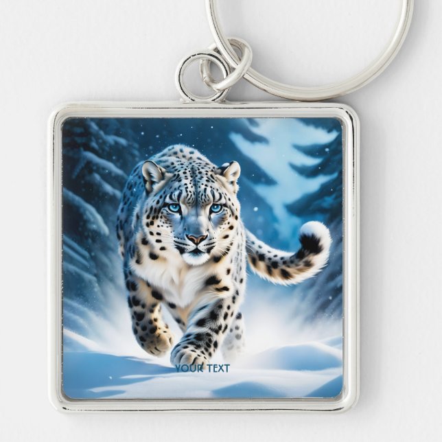 Chaveiro Fantasy Cute Snow Leopard Correndo (Frente)