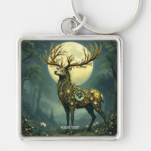 Chaveiro Fantasy Cute Steampunk Deer Forest (Frente)