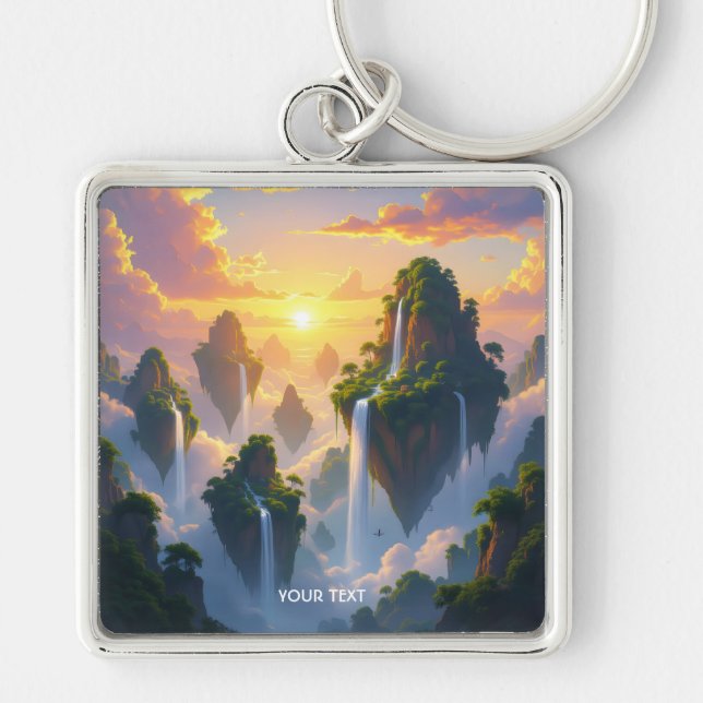Chaveiro Fantasy Cute Sunset Islands Waterfall (Frente)