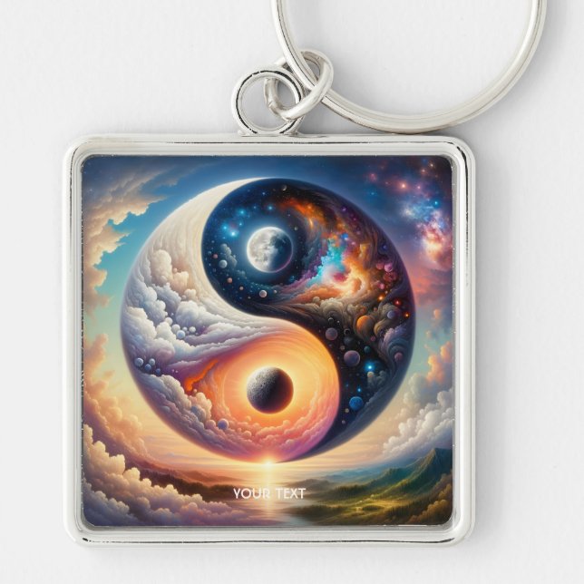 Chaveiro Fantasy Cute Surreal Yin Yang (Frente)