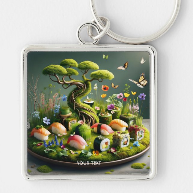 Chaveiro Fantasy Cute Sushi Japanese Landscape (Frente)