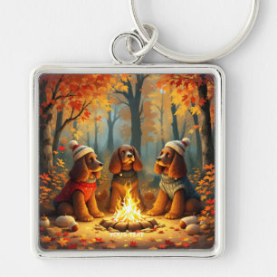 Chaveiro Fantasy Cute Three Autumn Dogs