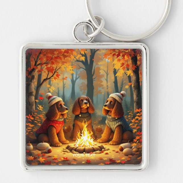 Chaveiro Fantasy Cute Three Autumn Dogs (Frente)