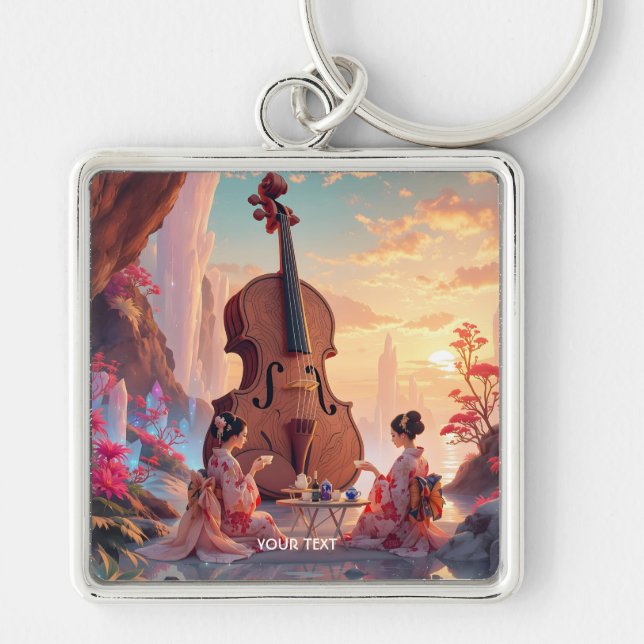 Chaveiro Fantasy Cute Violin Girls Tea (Frente)