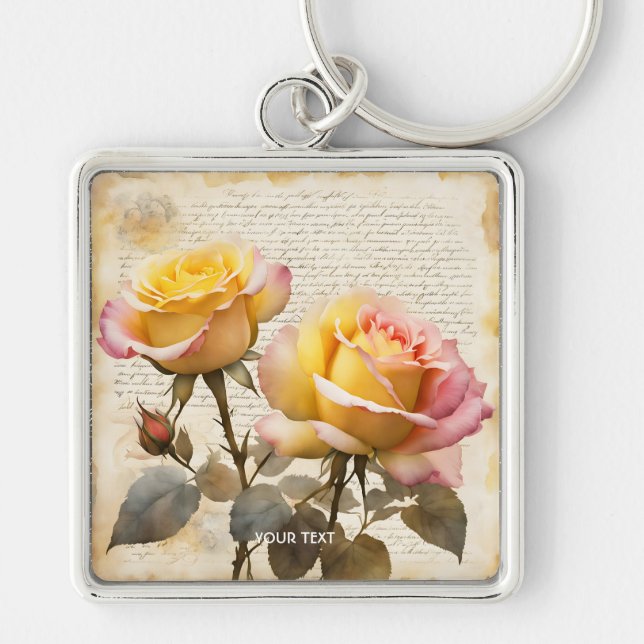 Chaveiro Fantasy - Rosas - Letras Cutas (Frente)