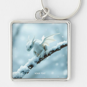Chaveiro Fantasy White Baby Dragon