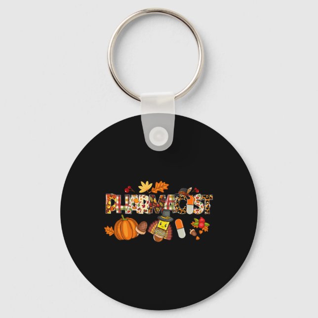 Chaveiro Farmacêutica Leopard Pilgrim Hat Fall (Ação de Gra (Frente)