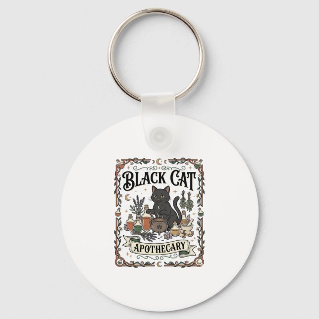 Chaveiro Farmácia de Gato Preto Bruxa Mística Apothecary  (Frente)