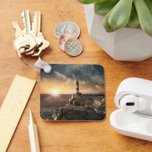 Chaveiro Faróis | Farol vermelho e branco (Mesa)