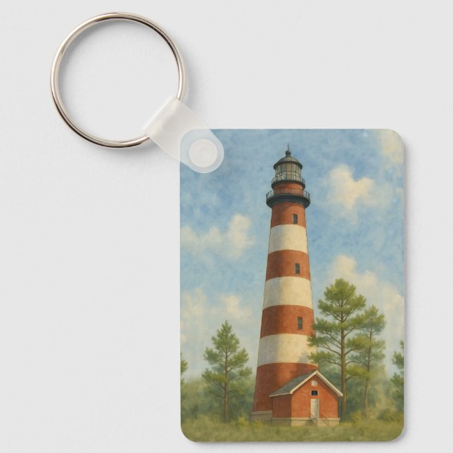 Chaveiro Farol de Assateague em Aquarela (Frente)