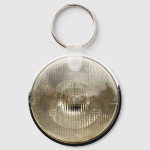 Chaveiro Farol de automóvel clássico com lente de vidro red