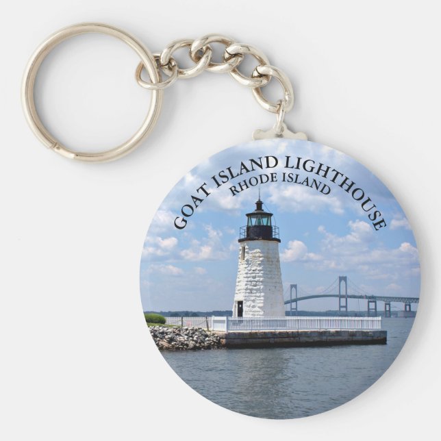 Chaveiro Farol de Goat Island, Rhode Island Round Keyring (Frente)