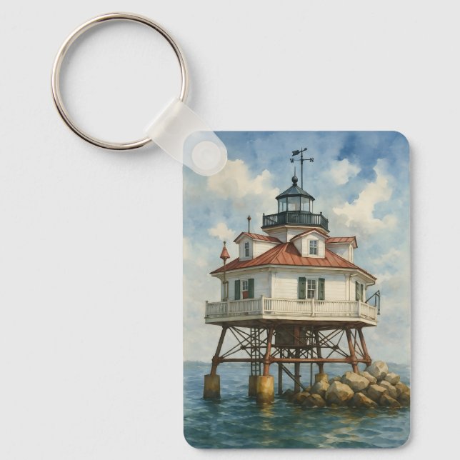 Chaveiro Farol de Thomas Point Shoal Aquarela (Frente)