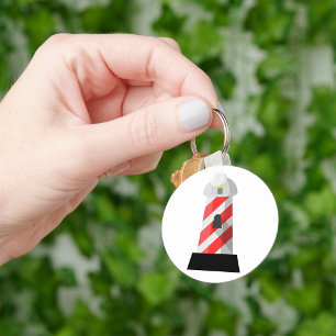 Chaveiro Farol Listrado de Vermelho e Branco