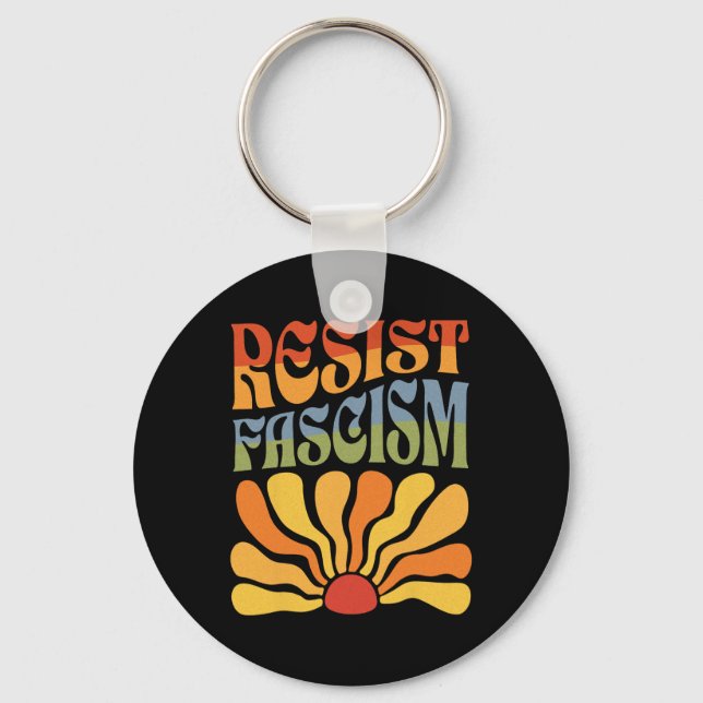Chaveiro Fascismo resistente Retro Boho Feminista Pró Escol (Frente)