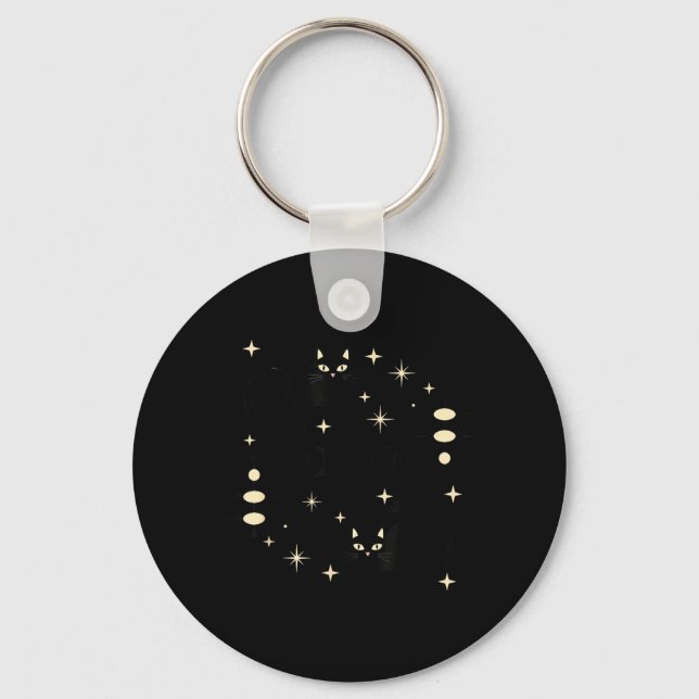 Chaveiro Fases da Lua Witchy Gato Celestial Arte de Gato Pr (Frente)