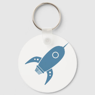 Chaveiro Fat Retro Rocket Ship Blue
