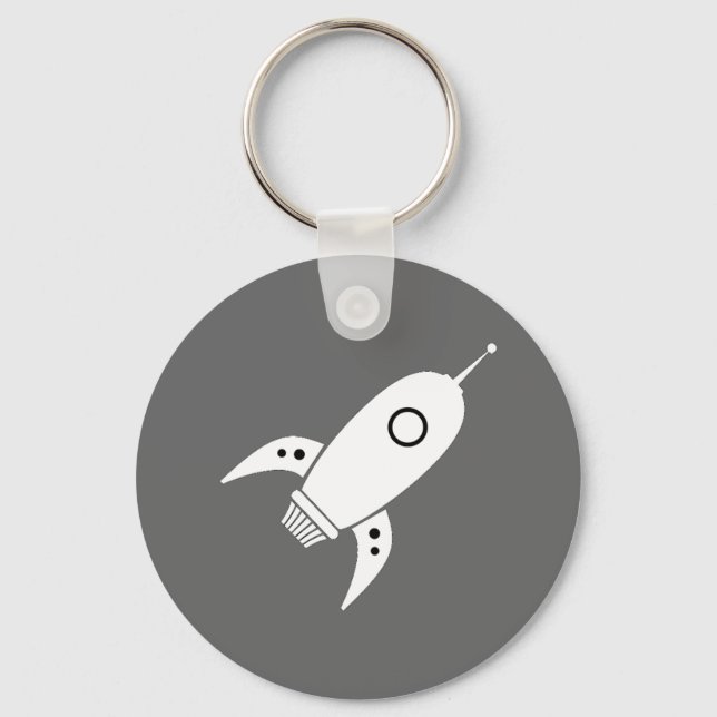 Chaveiro Fat Retro Rocket Ship White (Frente)