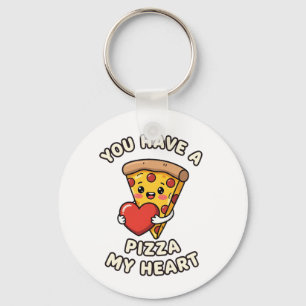Chaveiro Fatia de Pizza de São Valentim Fofa – Presente Rom
