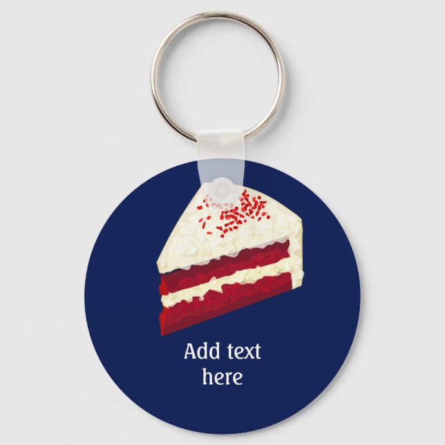 Chaveiro Fatia de Red Velvet Cake com seu nome, qualquer co (Frente)
