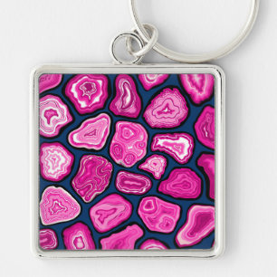 Chaveiro Fatias de agata rosa