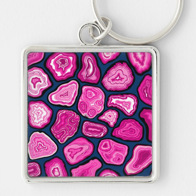 Chaveiro Fatias de agata rosa (Frente)