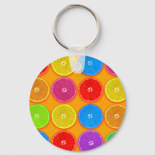 Chaveiro Fatias de Laranja Coloridas Frescas