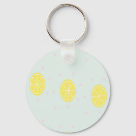 Chaveiro Fatias de limão amarelas em azul