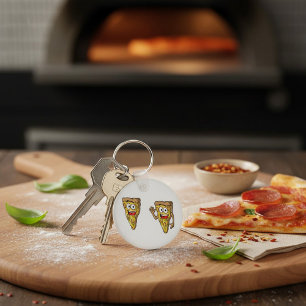 Chaveiro Fatias de Pizza de Cogumelo Feliz