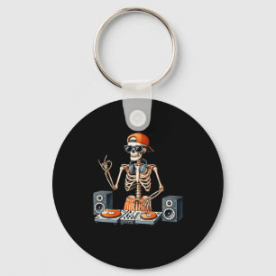 Chaveiro Fato de DJ Esqueleto para Halloween Tocador de Mús