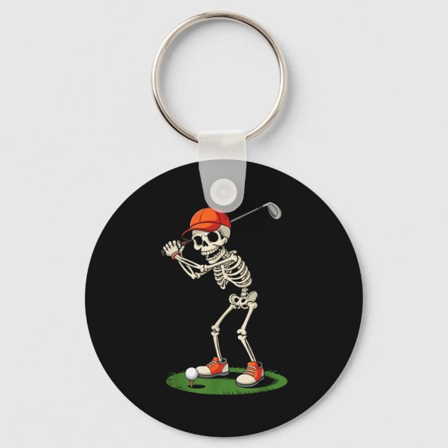 Chaveiro Fato de Golfe de Esqueleto de Halloween Engraçado  (Frente)