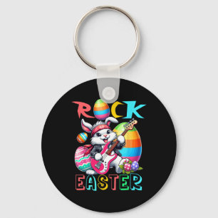 Chaveiro Fato de Páscoa de Rock Bunny Tocando Guitarra Guit
