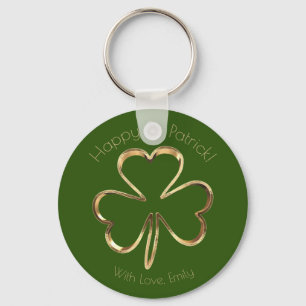 Chaveiro Faux Dourado Shamrock Clover Rua Personalizada De